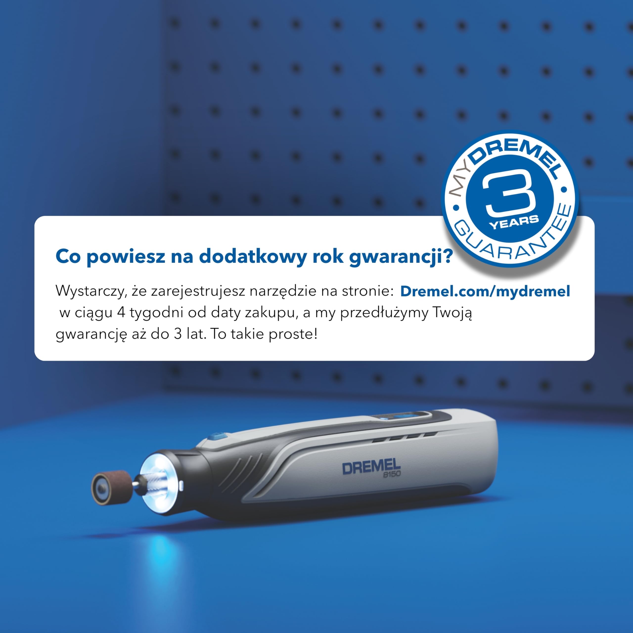 Dremel 8150 Zestaw z akumulatorowym bezszczotkowym narzędziem obrotowym, akumulator 7,2V 2Ah USB-C, 20 akcesoriów, regulacja prędkości obrotowej 5000–30000 obr./min, oświetlenie LED, cięcie, ścieranie