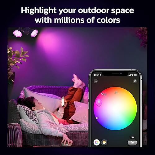 Miniatura 4 de Philips Hue White and Color Ambiance PAR38 - Foco para exteriores, bombilla individual, requiere puente Hue Bridge, compatible con Alexa, Apple