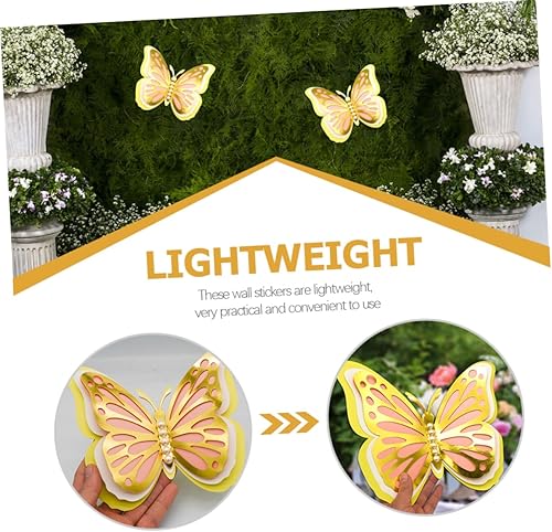 Miniatura 3 de Toyvian 8 piezas de etiqueta de pared de mariposa de cuatro capas, calcomanías murales extraíbles, mariposas decorativas para fiesta, mariposas,