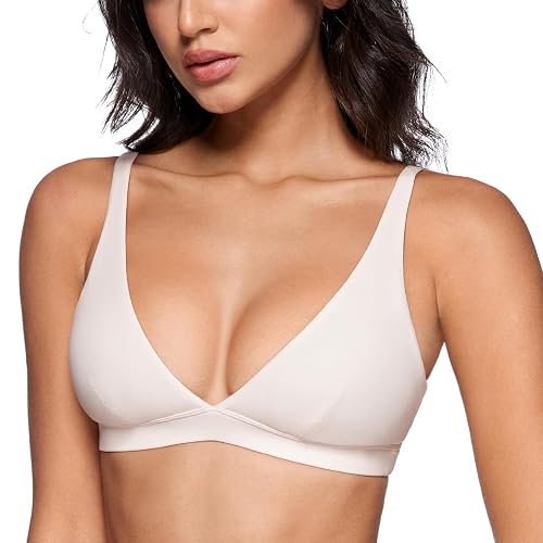 INGIA Deep V-Neck Sports Bra Padded U Back Yoga Workout Bra | Low Impact, Fitness, Yoga, Wireless, Workout, Contour, Crop Top, for Women