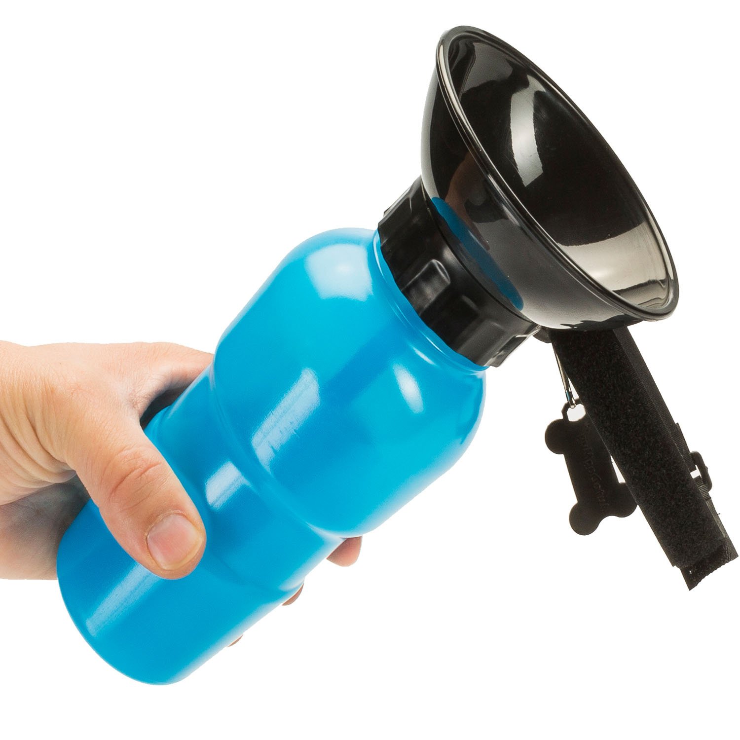Dog Drinking Bottle with Integrated Drinking Bowl Travel Water Bottle Car Dog Bottle with Water Bowl 600ml (Blue) - Image 2