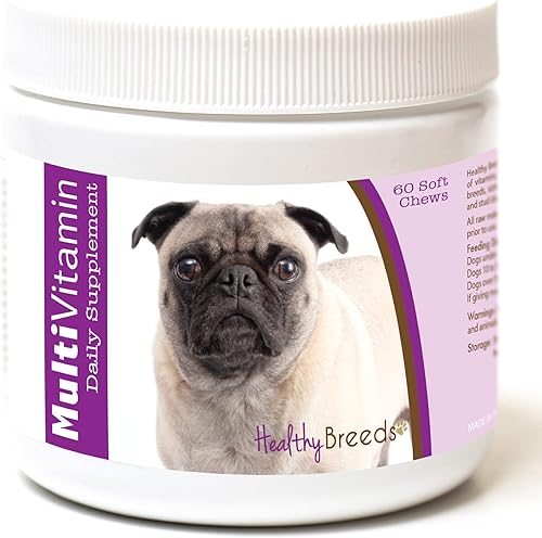 Healthy Breeds Pug - Masticables suaves multivitamínicos 60 unidades
