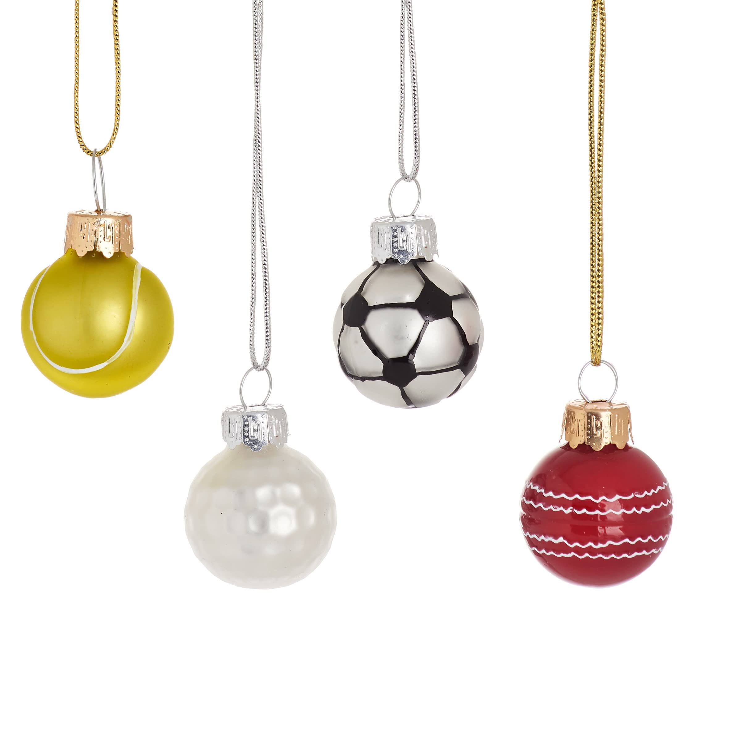 Sass & Belle Christmas Mini Sports Balls Bauble Set Of 4 Xmas Ornament Home Deco