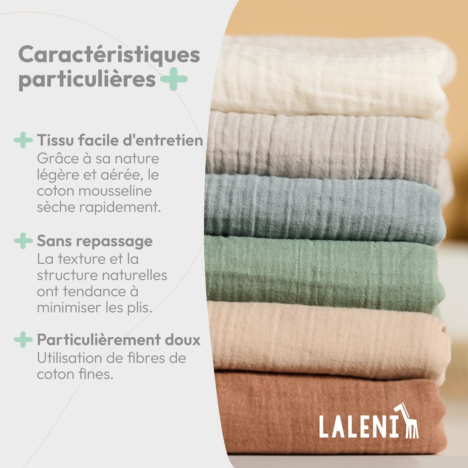 Laleni Linge de lit Enfant 100x135 cm en Coton | Mousseline Oeko-TEX certifié Linge de lit été Vert 40x60 taie d'oreiller