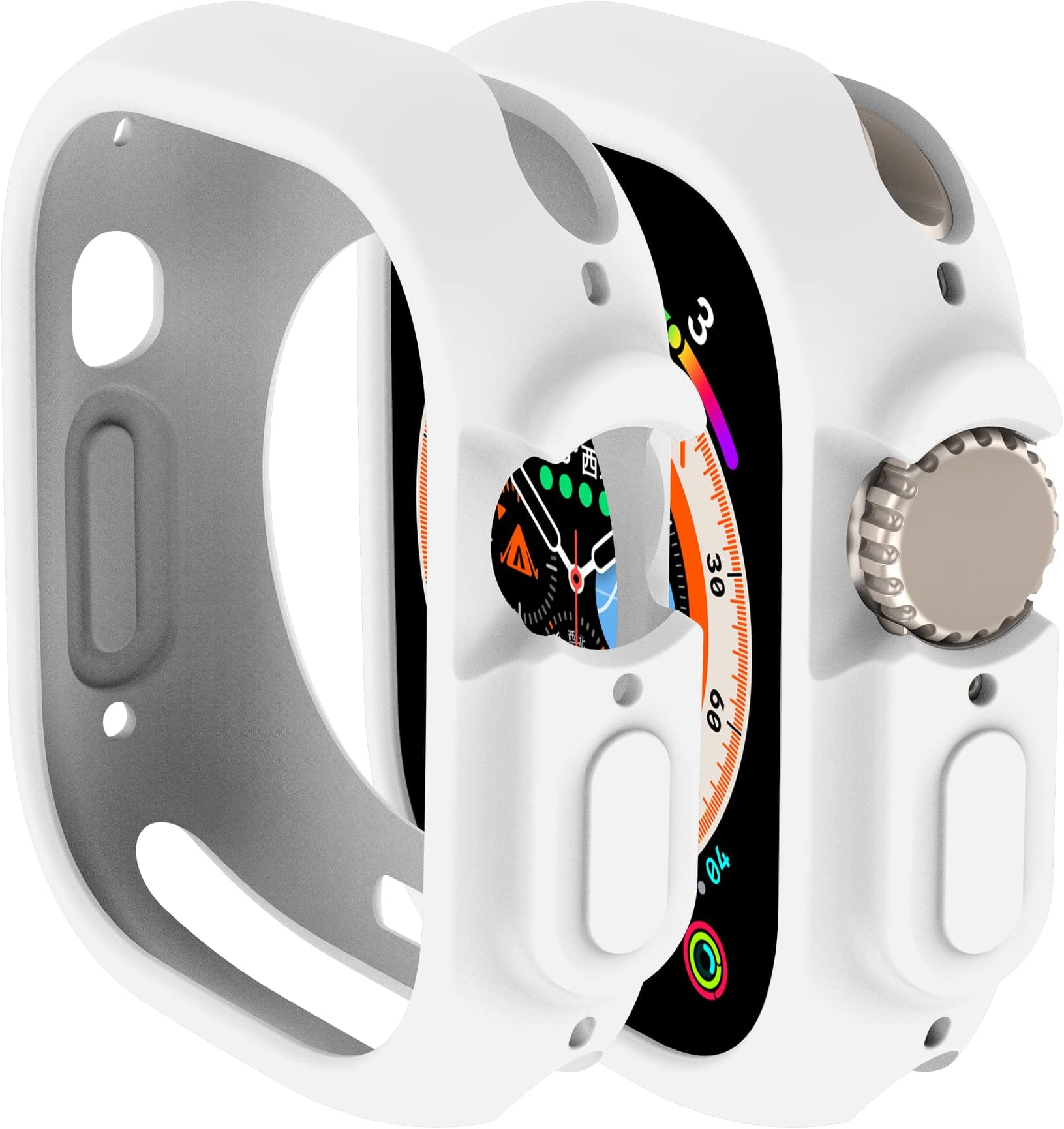 Compatible for Apple Watch Ultra 3/2/1 49mm Case All-Round Shockproof TPU Silicone Protective Cover Bumper Shock-Absorbing Scratch-Resistant Case for Women Men (White)