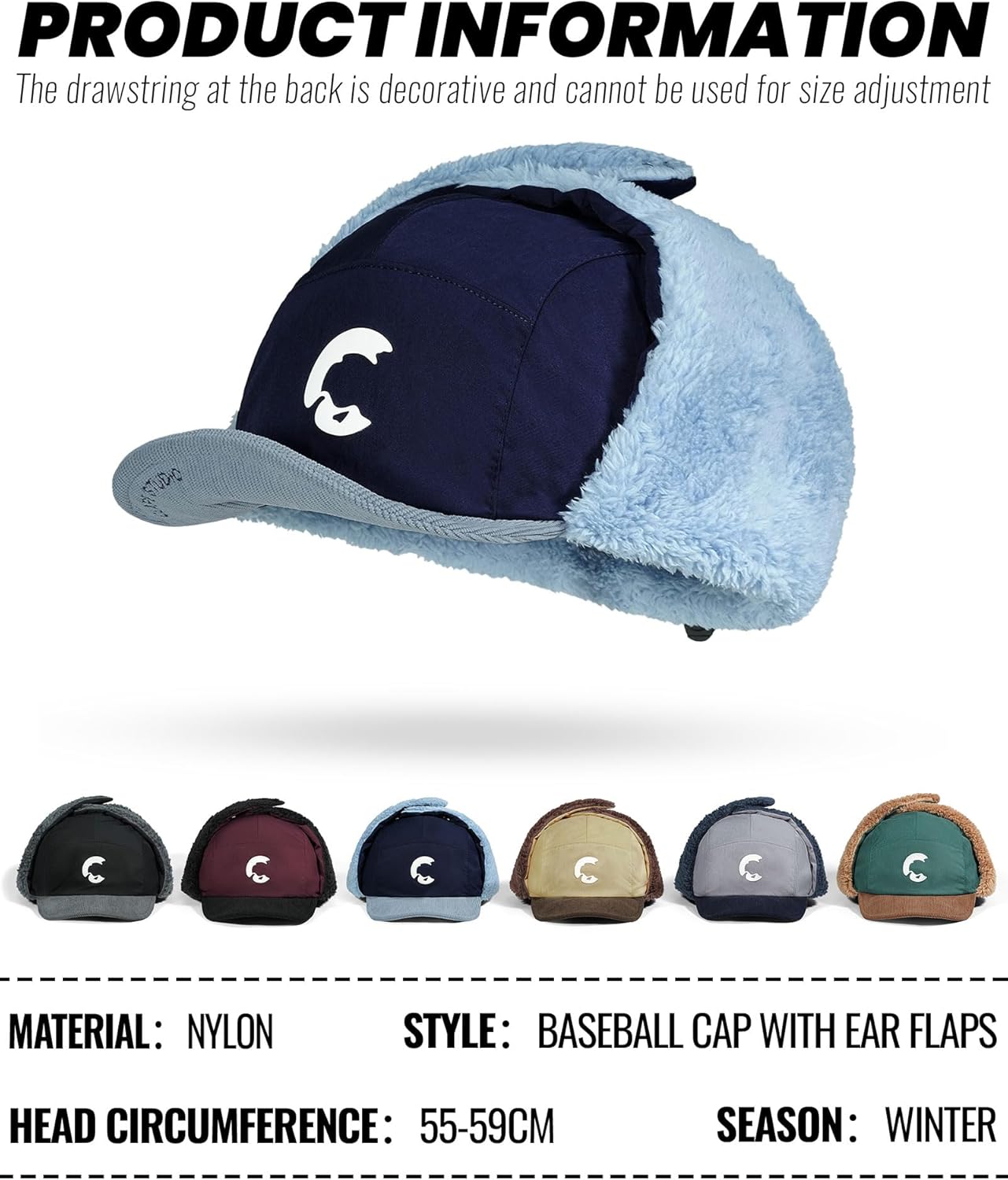 CLAPE Winter Baseball Cap with Ear Flaps, Water-Repellent Short Brim Plaid Fleece Lined Winter Hat for Cold Weather - Image 6