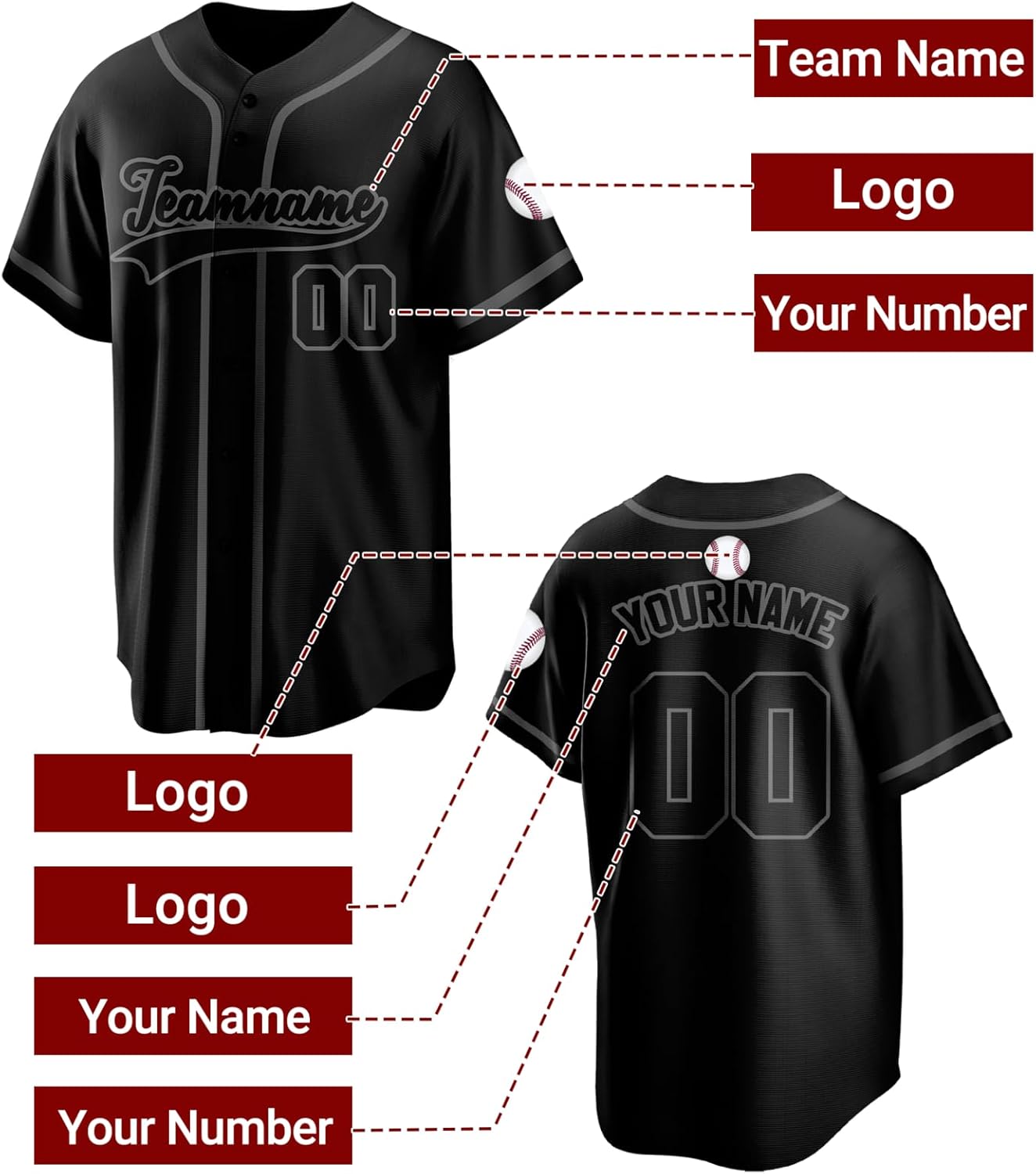 Custom Baseball Jersey Stitched Personalized Name Number Baseball Shirts Uniform for Men,Women,Youth - Image 4