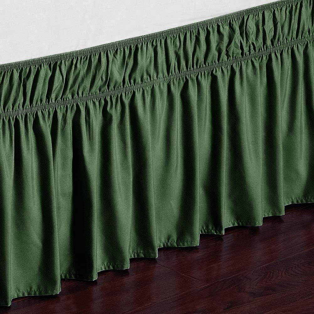 Obytex Wrap Around Bed Skirts Fashional Elastic Dust Ruffle Silky Soft & Wrinkle Free Classic Stylish Look in Your Bedroom (Hunter, Queen/King): Kitchen & Dining
