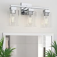 Vista 1 de Espird Chrome Bathroom Vanity Light - 3 Light Bathroom Light Fixture Square Design & UL Certification, Bath Room Lighting Fixtures Over Mirror