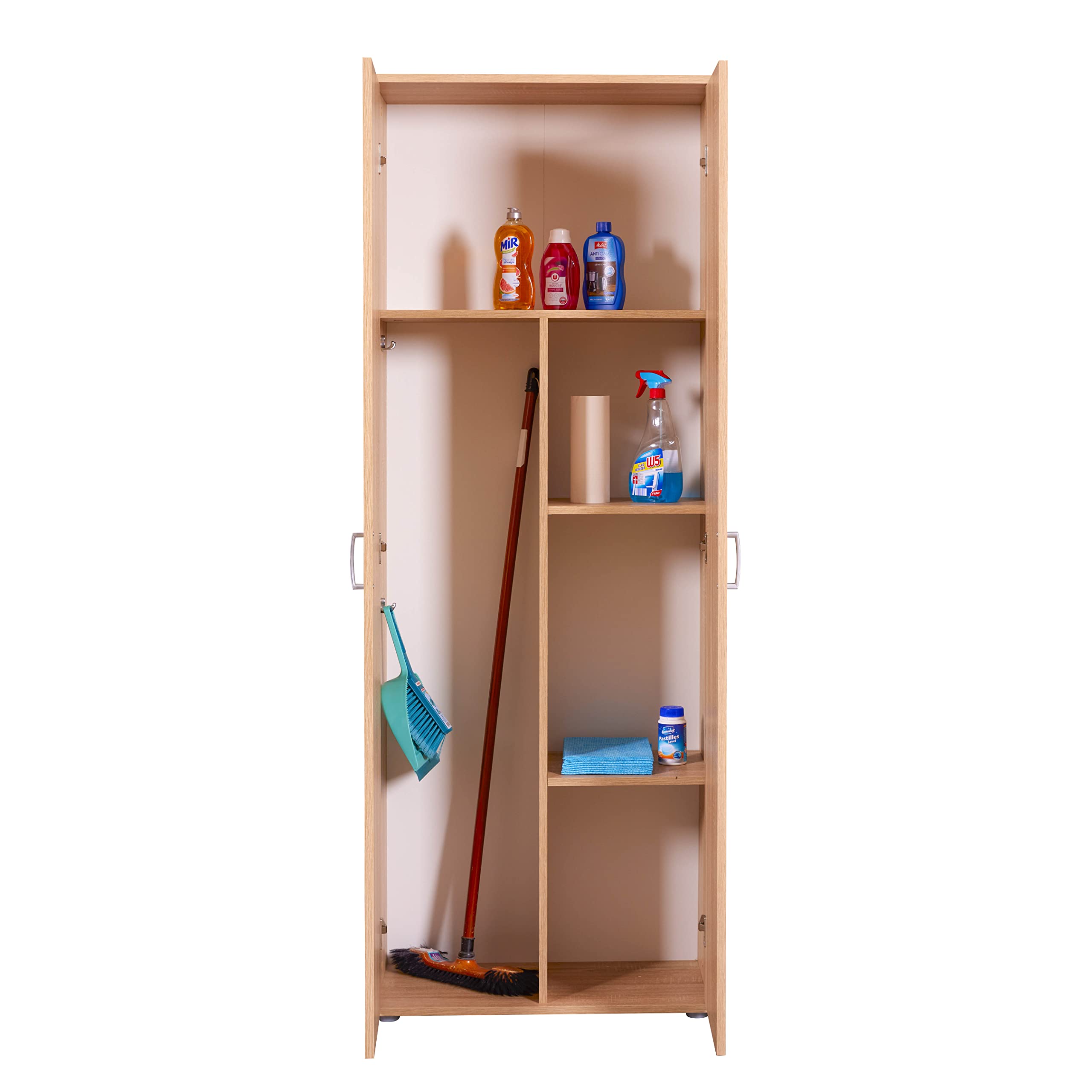 Armoire Multifonction Gallo 2 Portes - 5 Étagères Réglables - Chêne Sonoma 70x34x189 Cm