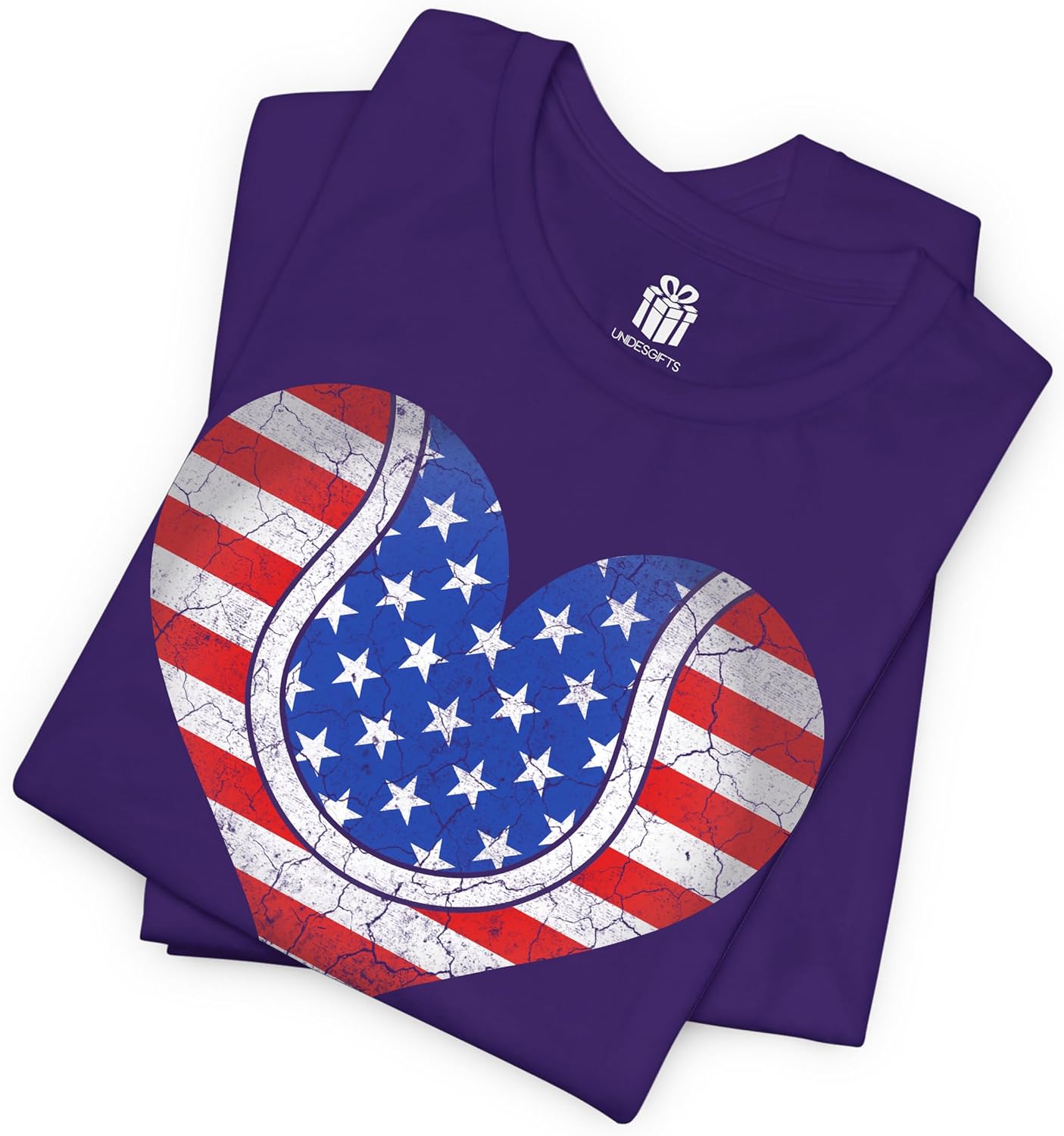 Tennis Heart American Flag 4th of July USA Shirt for Women Girls Funny Gift for Mom Grandma Daughter Wife Sister