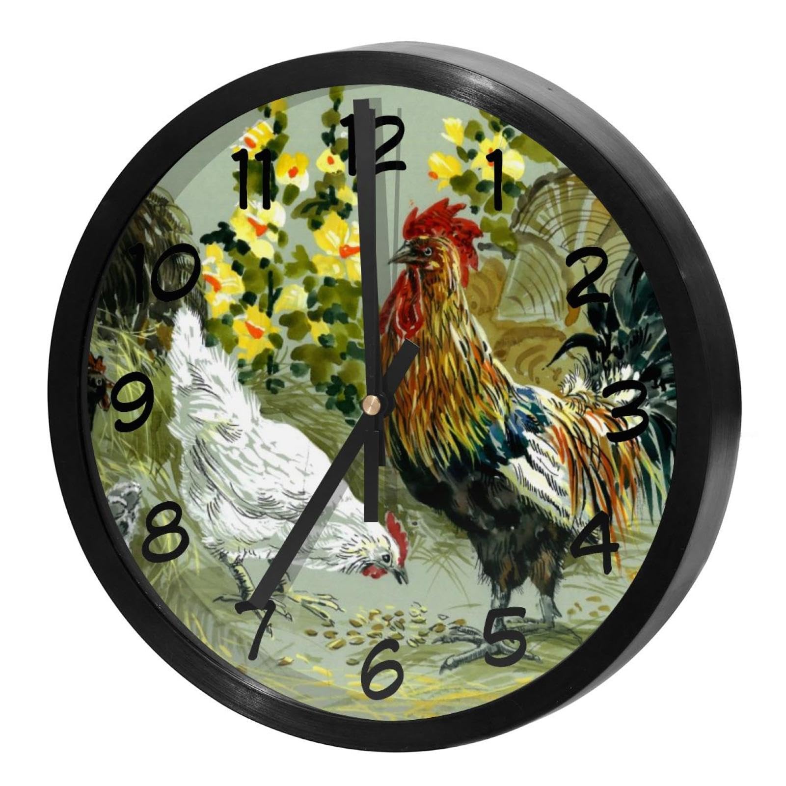 Horloge murale ronde vie rurale à piles pour décorer votre maison