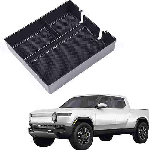 PIUGILH Organizador de consola central de automóvil para Rivian R1T R1S 2022 2023 caja de reposabrazos de material ABS bandeja organizador de