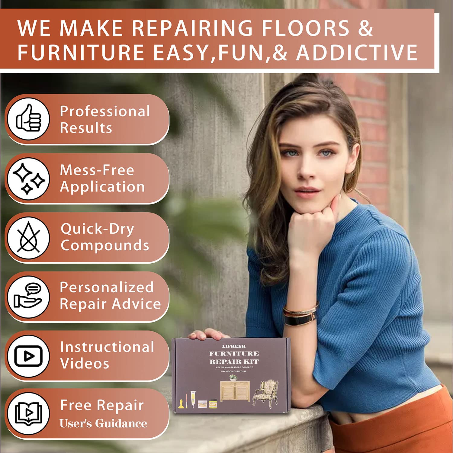 Laminate Floor Repair Kit, High-Performance Wood Filler, Wood Putty with Beeswax - Image 4