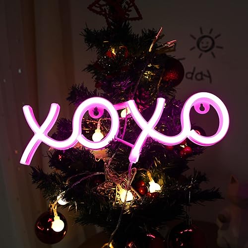 Miniatura 4 de ENUOLI XOXO - Letrero de neón rosa para dormitorio, letrero de neón rosa alimentado por USB, decoración de pared, decoración del hogar, letrero LED