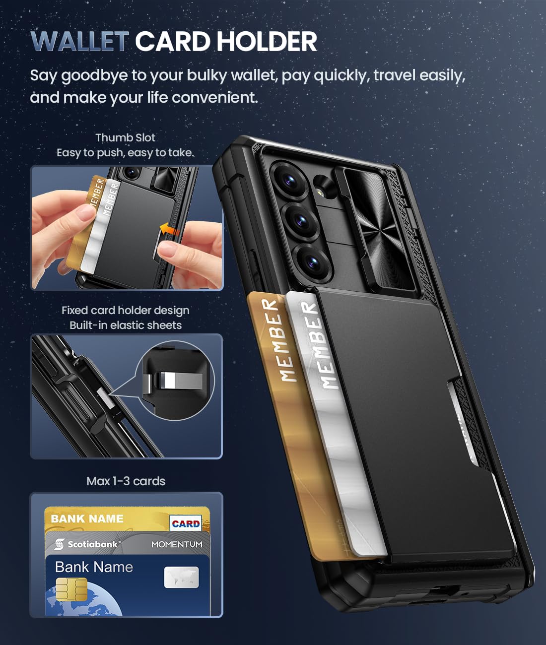 Caka for Galaxy Z Fold 6 Case with Card Holder Wallet & Slide