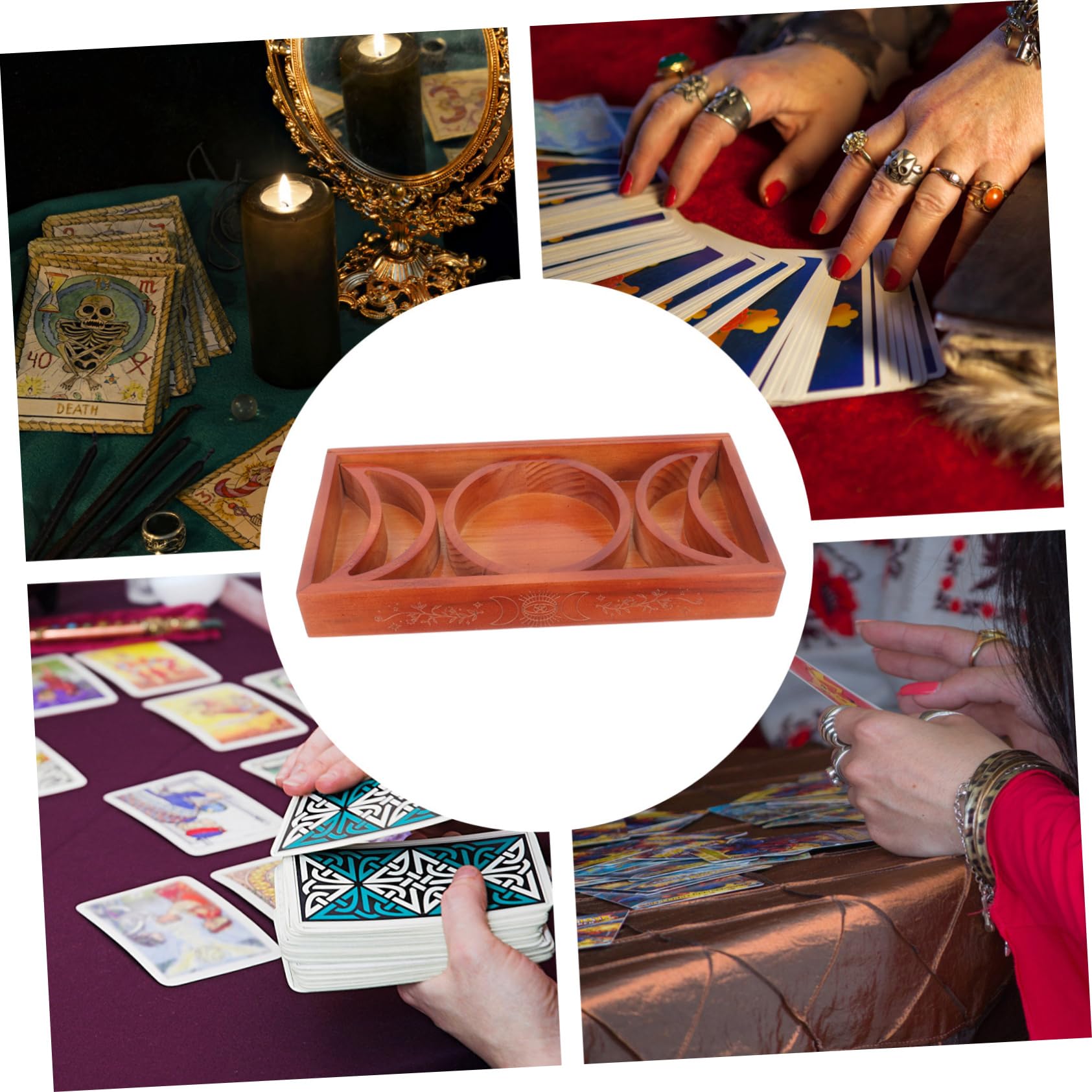 per Carte Tarot con Vassoio Portaoggetti per e Meditazione Design Fase Lunare Accessorio per Tarocchi Compatto e Resistente per Uso e Spirituale