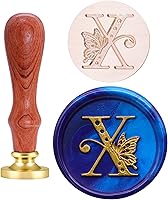 Vista 25 de SWANGSA Kit de sello de cera con letra inicial del alfabeto A, sello de sellado de letras de mariposa vintage con 200 cuentas de cera de sellado