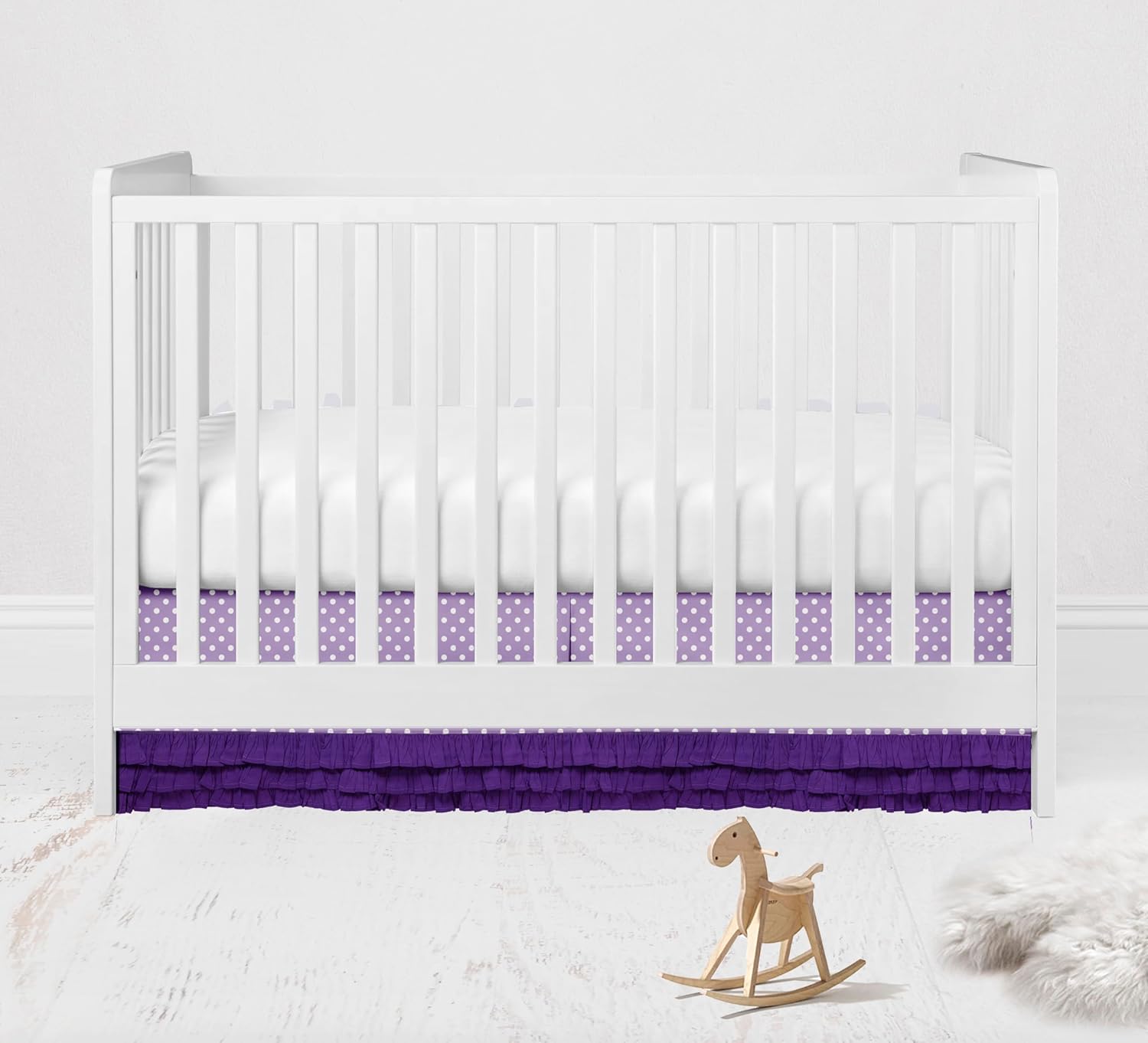Bacati - Mix N Match Ruffled Bottom Dots Crib Skirt (Purple)