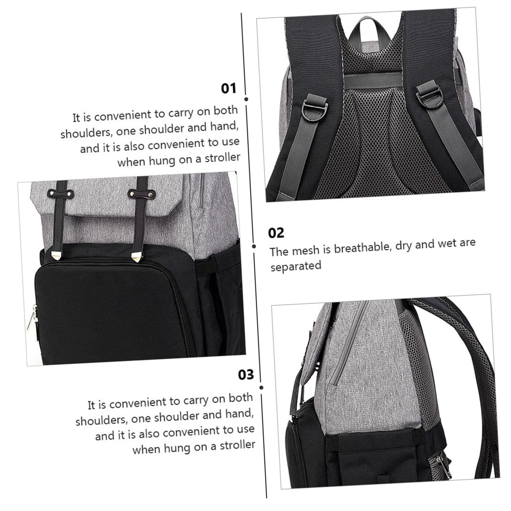 Multifunktions Mutter Kind Rucksack für Reisen, Schwarz | Oxford Stoff, Große Kapazität, Verschleißfest Verarbeitet, für Shopping und Unterwegs