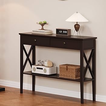 Amazon｜ChooChoo コンソールテーブル 引き出し付き ナローウッド