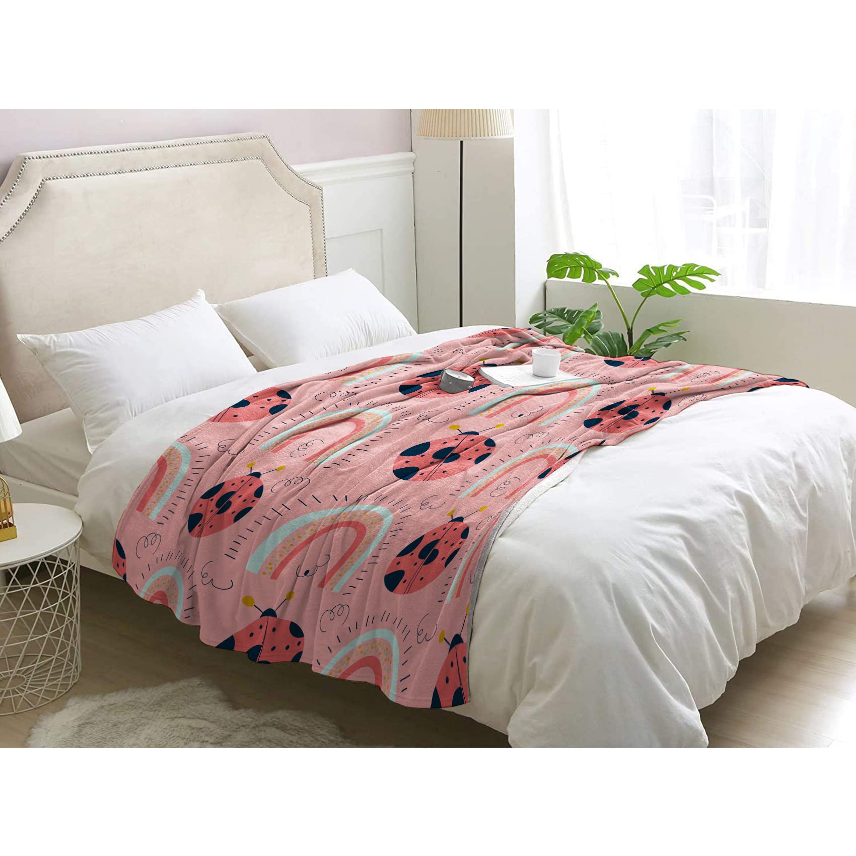 Couverture 2 personnes en flanelle BUKITA anti-froid pour grand lit