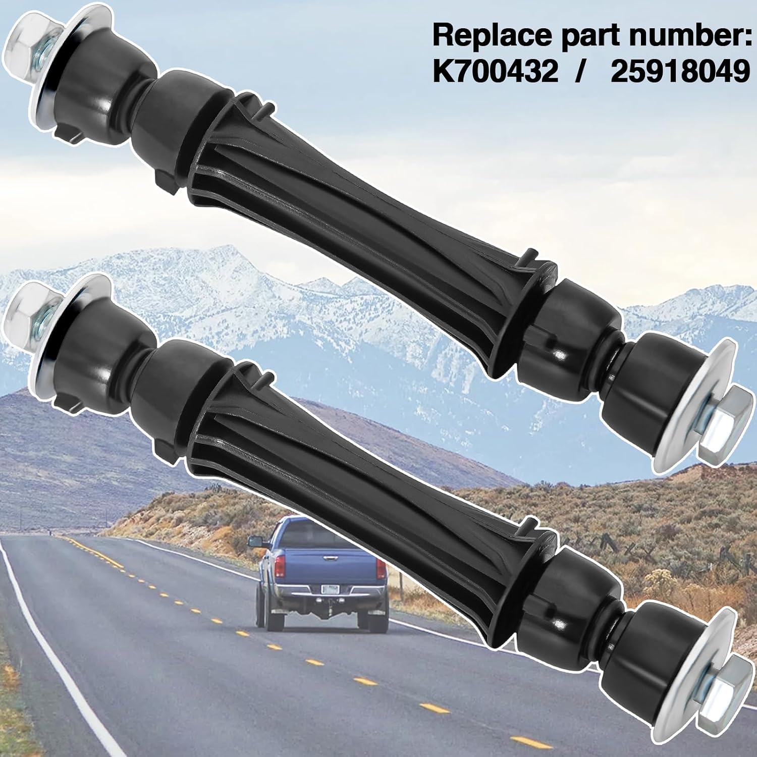 K700432 Front Stabilizer Sway Bar Links for 2007-2016 Chevrolet Chevy Silverado 1500 Tahoe Suburban Avalanche Cadillac Escalade GMC Yukon Sierra, 2 Pcs 25918049 Front Stabilizer End Link