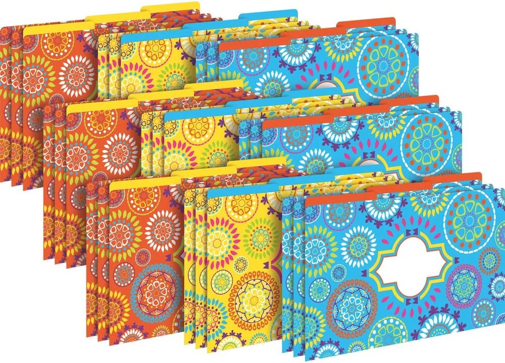 Barker Creek Legal File Folders Pack of 27, Happy, Multicolor, 27 Legal Size File Folders in Three Colorful Patterns, 1/3 Tabbed, Home, School and Office Supplies (3569)