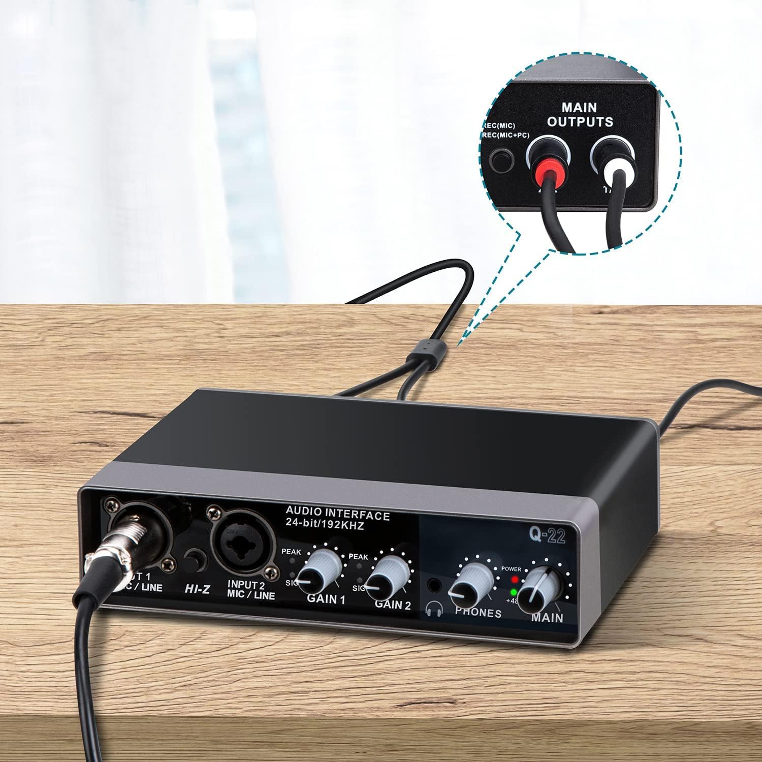Audio Interface For Professional Recording Audio Interface Professional Studio Sound Card With Monitor Music Microphone Recording Electric Guitar 48v 2 Channel Phantom Power Q22