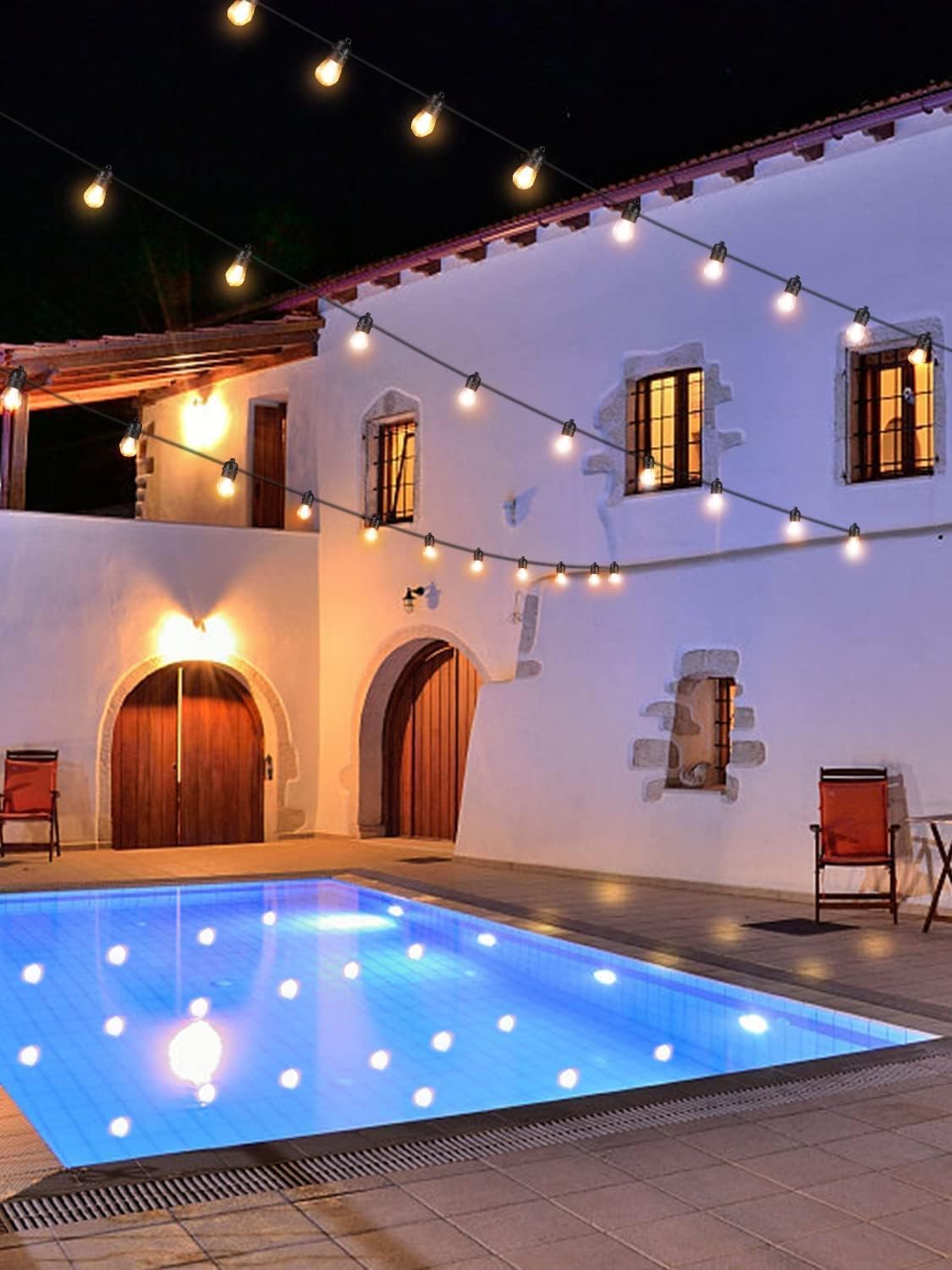 GlobaLink 31M Lichterkette außen, IP65 Wasserdicht Bruchsicher Lichterkette Glühbirnen Erweiterbar mit 30 +2 S14 LED Glühbirnen, Outdoor Lichterkette für Garten Party Balkon Hof Dekoration, Warmweiß