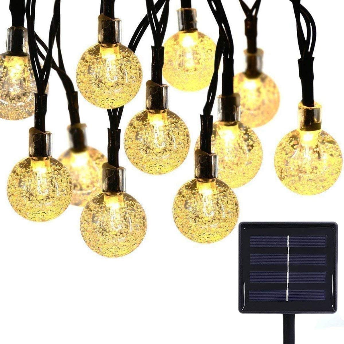 KINGCOO Solar Crystal Ball Lights Outdoor, Waterproof 20ft 30LED Bubble Globe Solar Fairy String Lights 8 Mode for Bistro Garden Yard Home Party Wedding Christmas Decoration (Warm White)