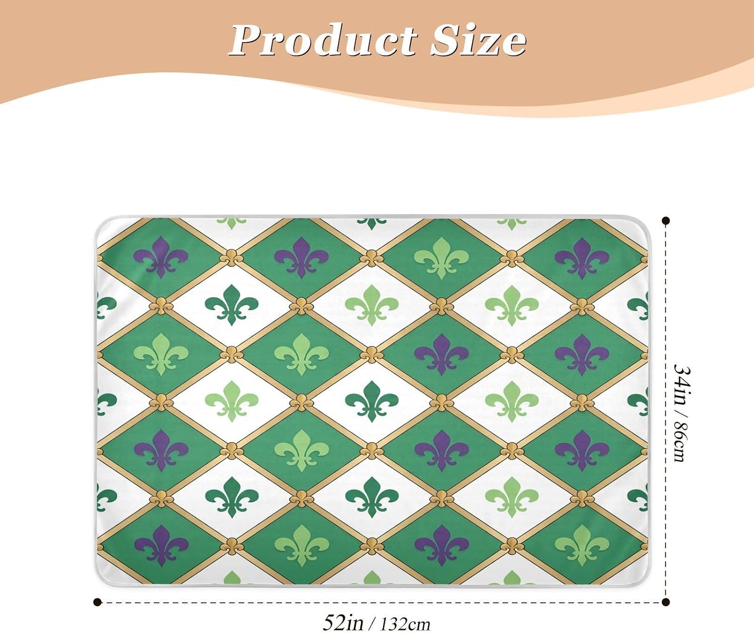 CEBUGI 34” x 52”Washable Underpads Heavy Absorbency Waterproof Incontinence Bed Pads Fleur-de-lis Pattern Pee Pads for Adults Kids and Baby