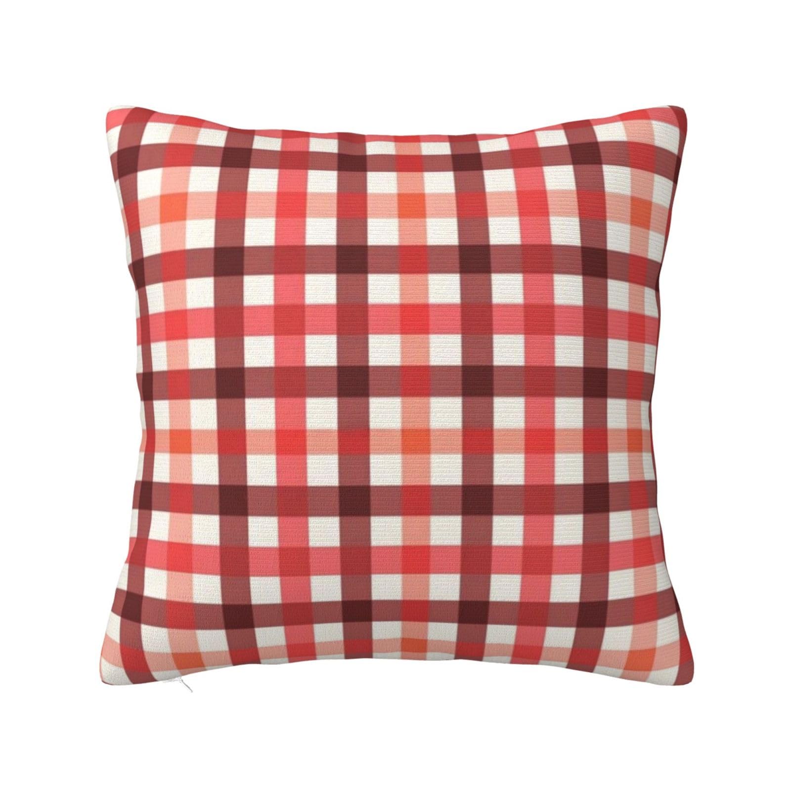 Winter Red Plaid Checkered Pattern Pillowcase 22"x22"
