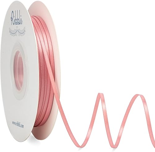Ribbli Cinta de satén de 18 pulgadas x 100 yardas, cinta fina de oro rosa de doble cara para tarjeta de invitación de boda, envoltura de regalos,