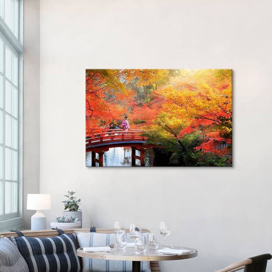 絵画 インテリア　絵 額付 (白）油絵　uF6-081711　風景（秋の紅葉） 絵画 秋 紅葉の風景 インテリアアート額付き 水彩画・油絵調