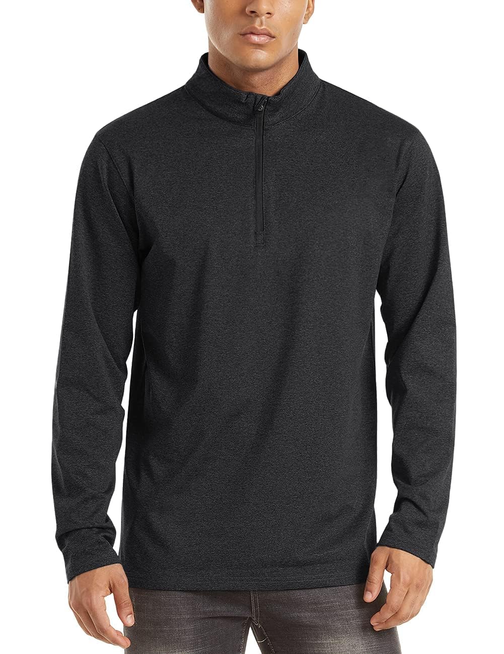 TACVASEN Maglia Uomo Manica Lunga Sport Running Shirt 1/2 Zip Training Top Palestra Jogging Camicia Quick Dry con Collo in Piedi