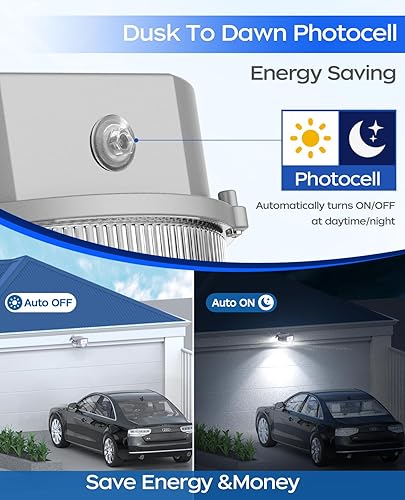 Miniatura 3 de CINOTON Luz LED de granero, iluminación exterior del atardecer al amanecer, 70 W, 8400 lm, 5000 K, luz de inundación de seguridad exterior con