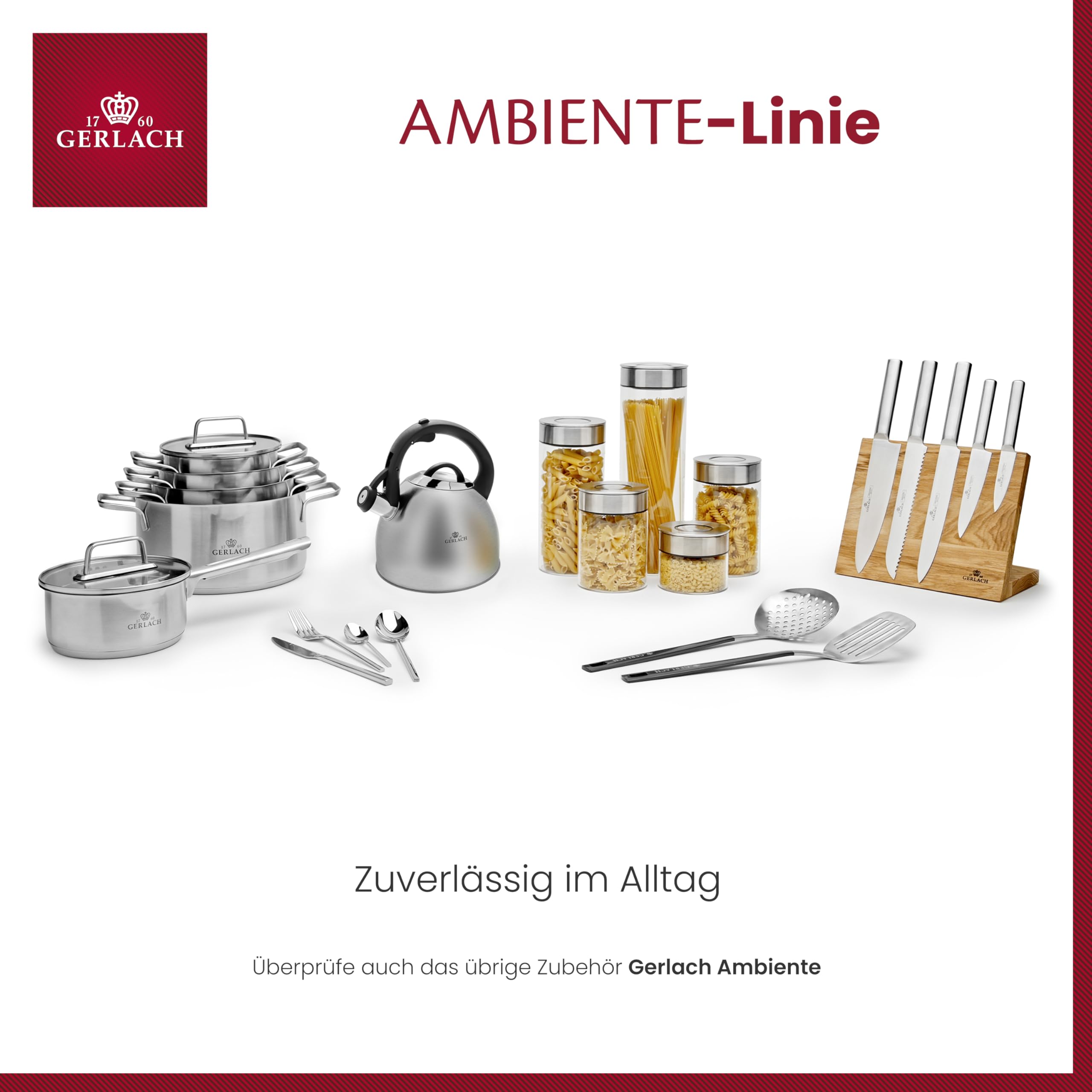 Gerlach 1760 Topf Kochtopf 10 L Induktion Elektroherd Gasherd Keramikherd Ofenfest Spülmaschinenfest Fleischtopf Induktionstopf Durchmesser 28 cm Mit Deckel Aus Gehärtetem Glas Ambiente