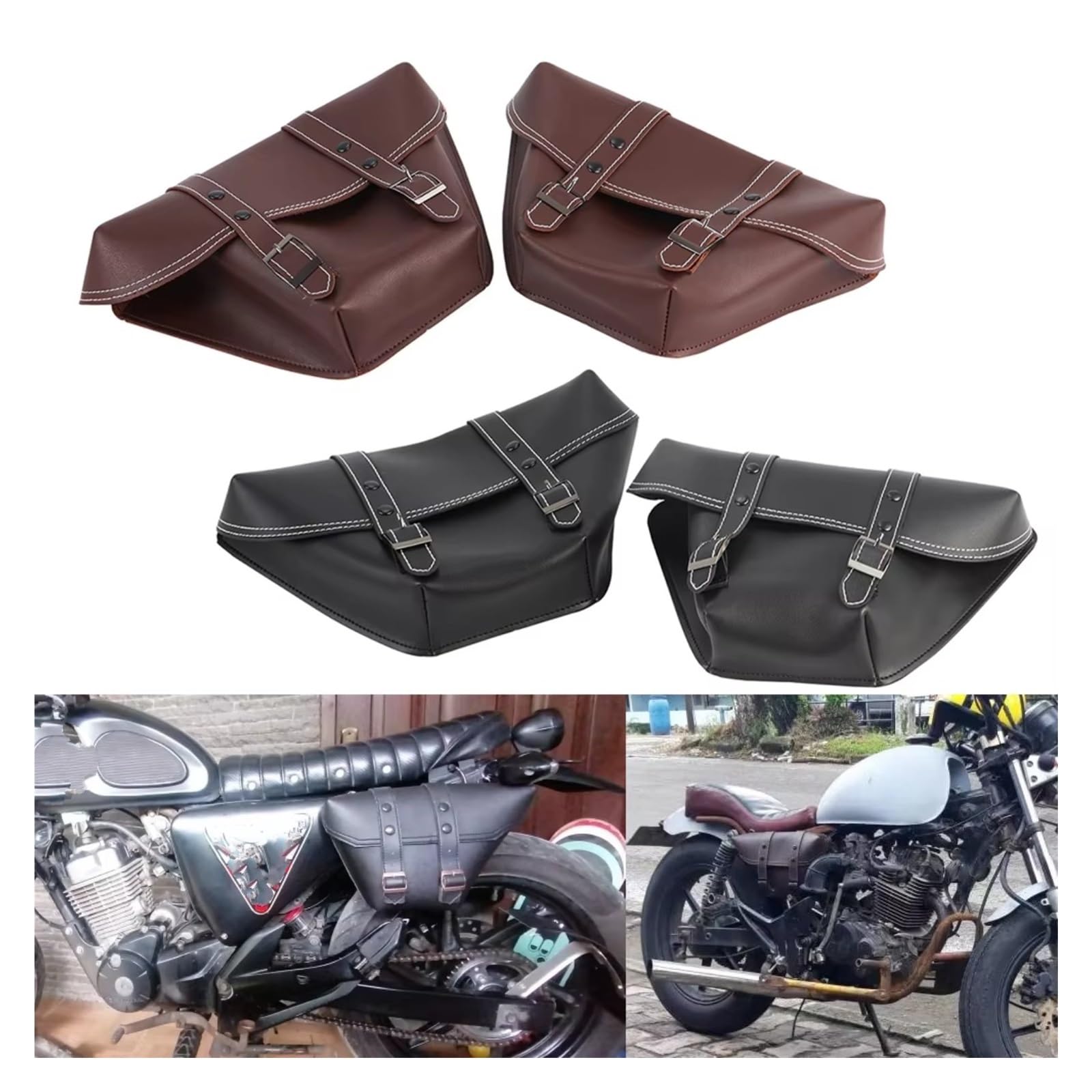 Compatibile Con Per Custom Per Japstyle 1 Paio Di Borse Sella Laterali Motociclette In PU Per Attrezzi Moto Sacche Moto(Black)