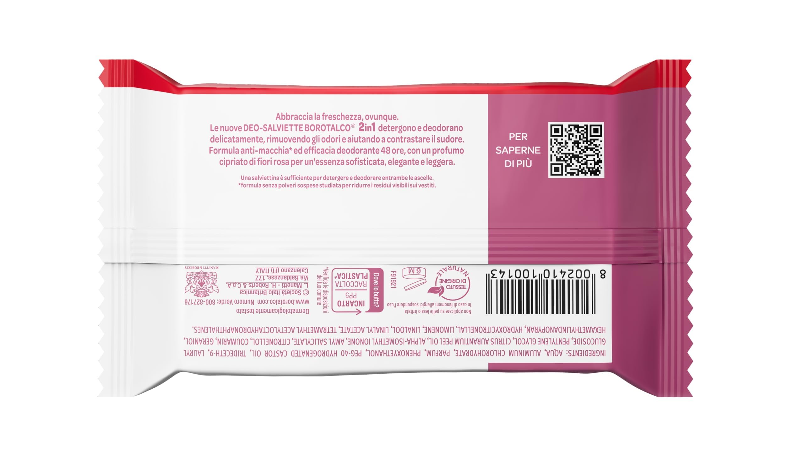 Borotalco, Deo-Salviette Seta, Salviette Deodoranti e Detergenti 2in1, con Molecole Anti-Odore e Formula Anti-Macchia, Efficacia Deodorante 48h, Ideali per Uso Quotidiano, Confezione da 12 Pz - 2