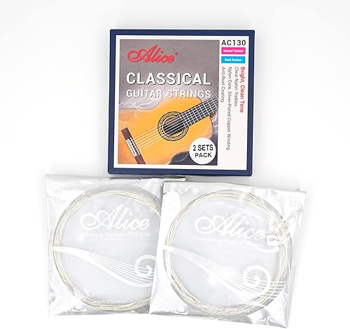 Miniatura 3 de Alice - Juego de 2 cuerdas de guitarra clásica, 6 cuerdas, nailon transparente, tensión normal, calibre 28-43 con revestimiento antioxidante,
