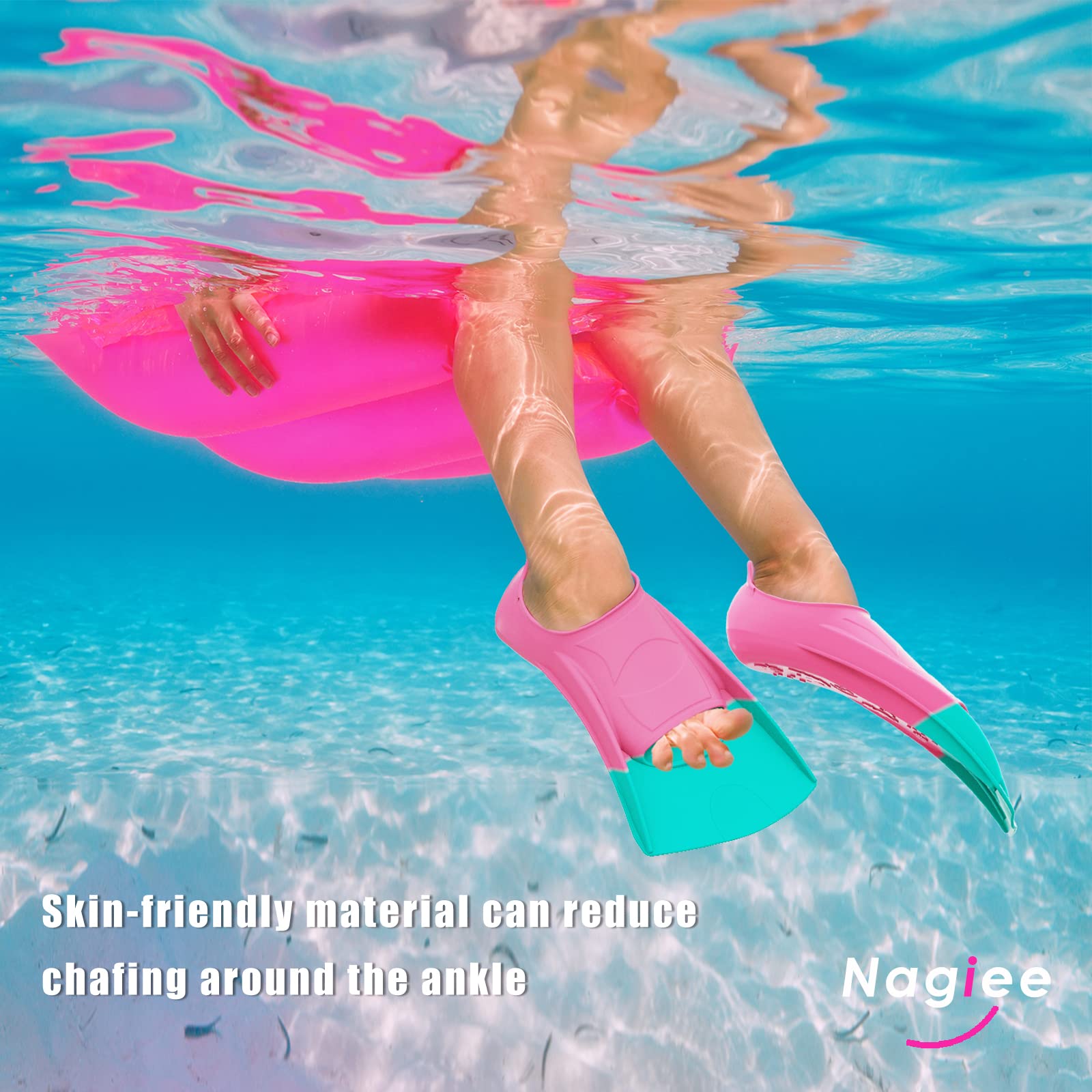Aletas de natación, aletas de natación para niños, cómodas aletas de silicona con bolsa de malla, aletas de natación de tamaño de viaje para mujeres, jóvenes, adultos