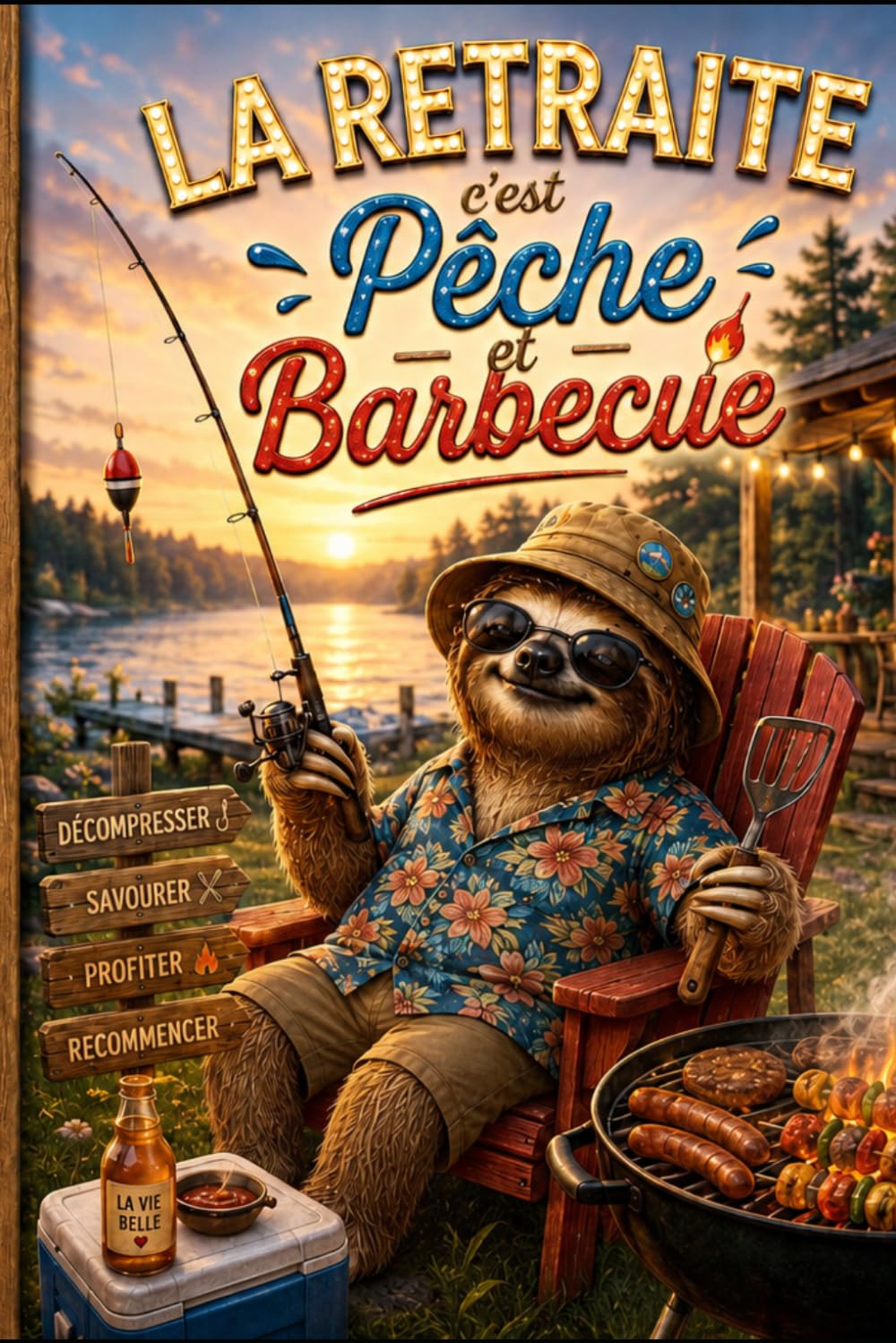 La retraite c'est pêche et barbecue: Livre d’or Retraite Homme Humour et Original • Idée Cadeau Départ Collègue, Papa et Papy • Grand Format Souvenir à Remplir pour Pot de Départ, Fête et Anniversaire