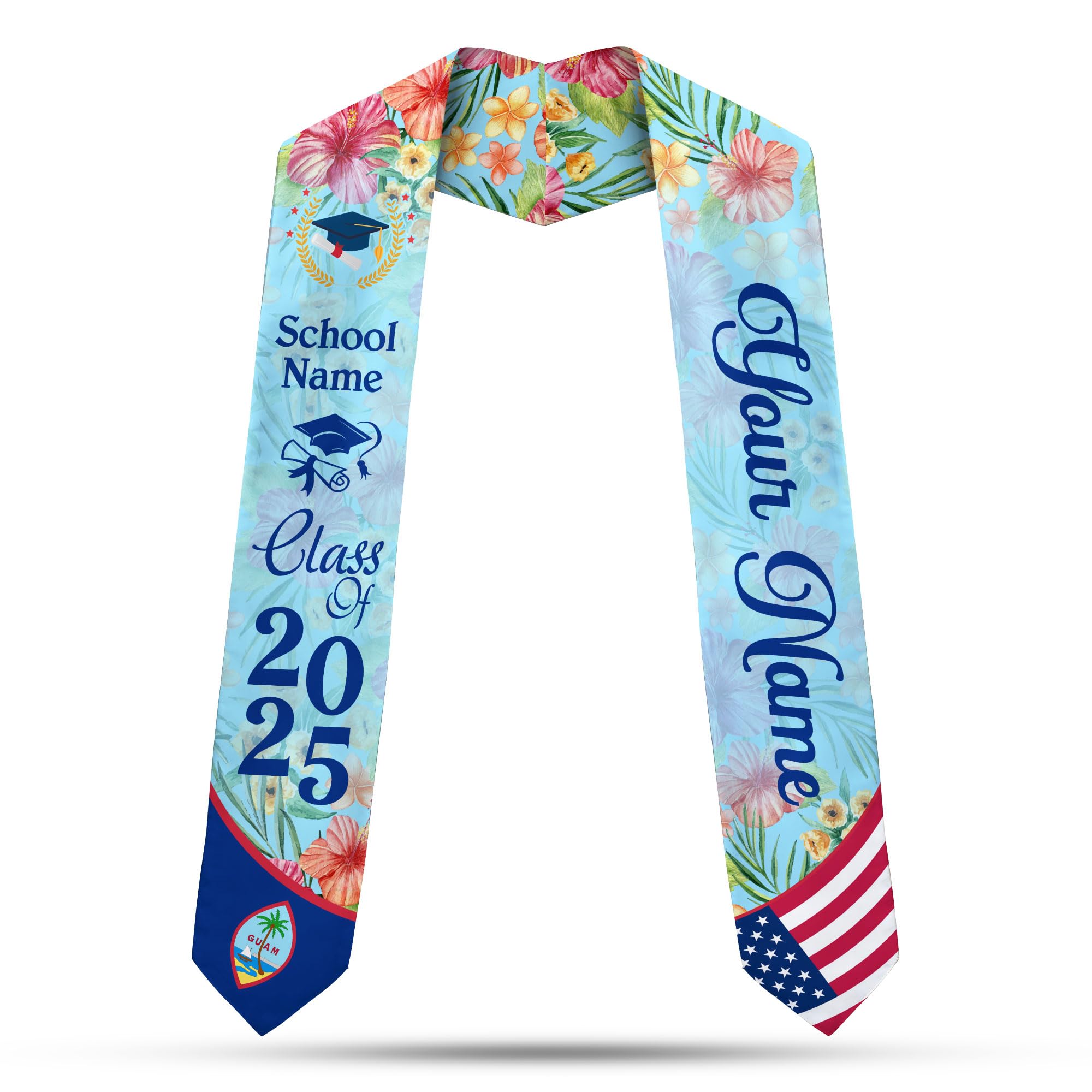 MonkeyVan Guam Graduation Sash Guam Guamanian Flag Stole Guam Sash Graduation 2025 Guam Graduation Stole 2025 Class of 2025 Gu13
