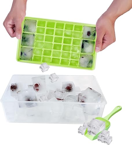 Bandeja para cubitos de hielo con tapa para congelador, bandeja para cubitos de hielo de fácil liberación, 36 moldes para cubitos de hielo sin BPA
