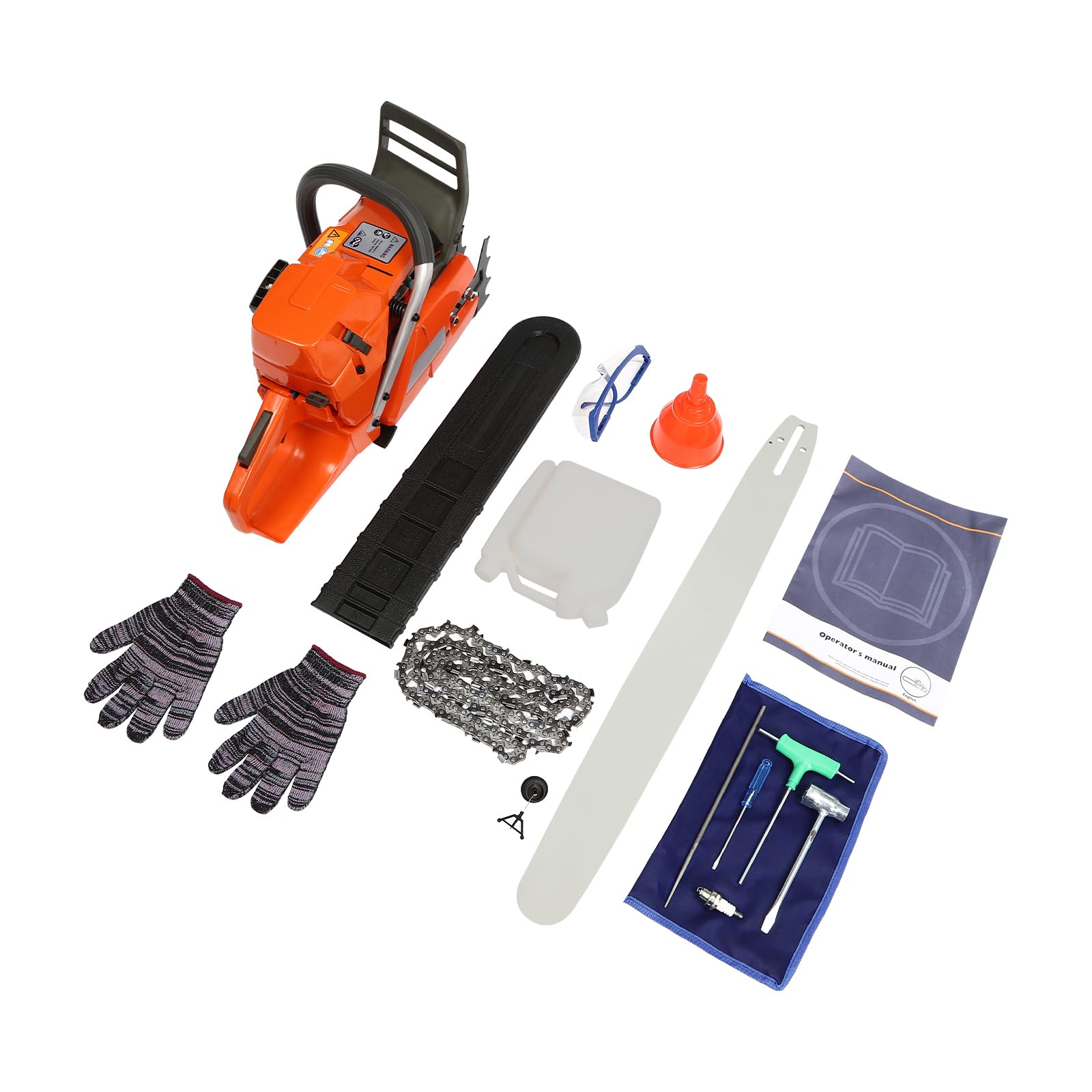 Motosierra de gasolina, motosierra de gasolina, 65 cm³, cilindrada, motosierra, sierra de árbol, sierra para el cuidado de árboles, 58 cm de longitud de corte, para cosecha de madera, corte de madera