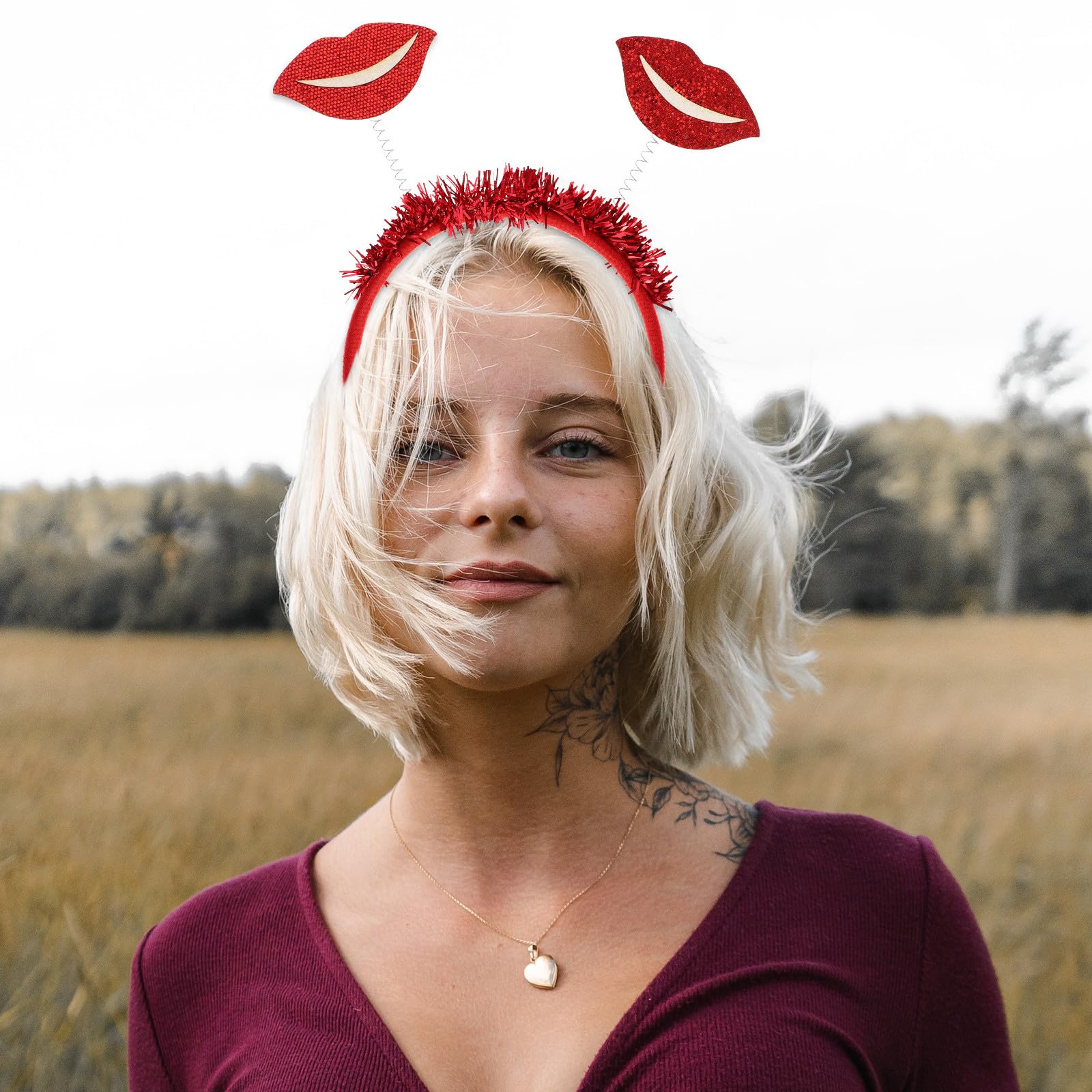 Hemobllo Serre-tête Lèvres Rouges Cupidon, Accessoire Cheveux Saint-valentin, Déguisement Saint-valentin Femme, Soirée Romantique Mariage