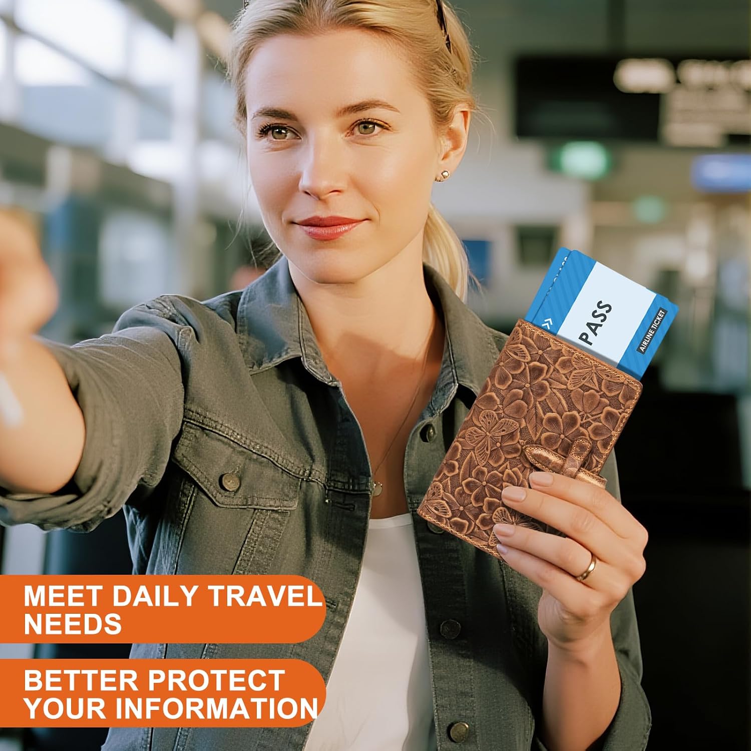 Genuine Leather Passport Holder for Women Men - RFID Blocking Slim Travel Wallet,Brown - Image 5