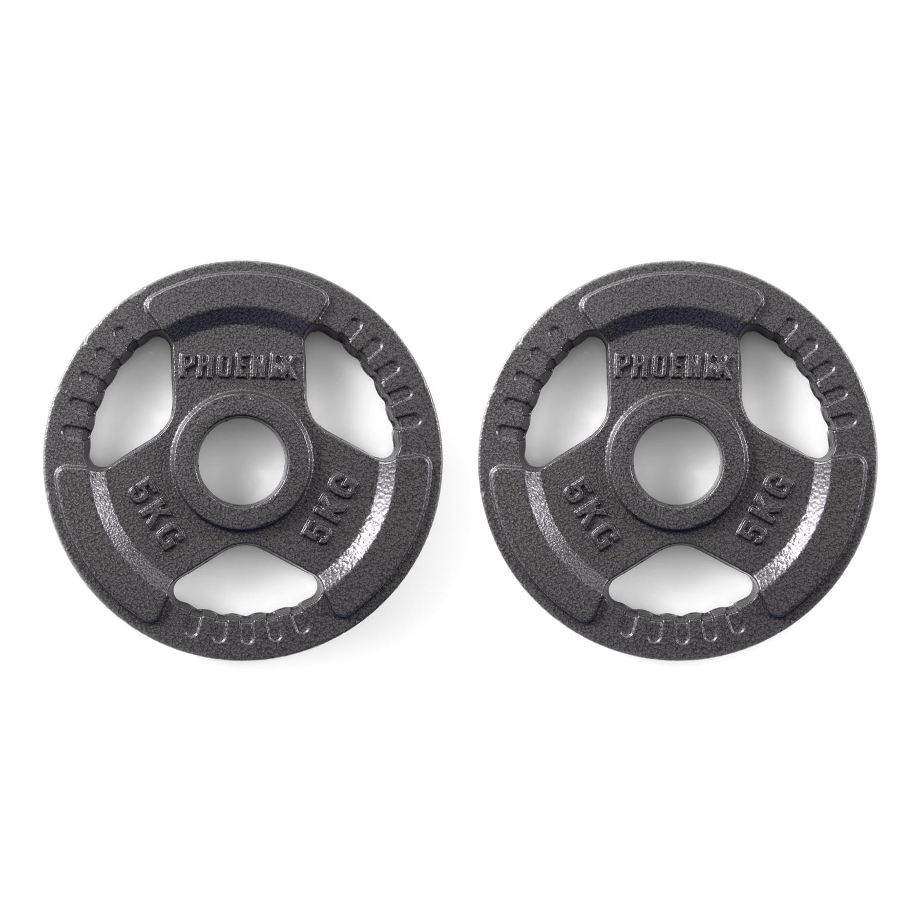 Phoenix Fitness Cast Iron Olympic Weight Plates - 2-Inch Free Weight Plate for Barbell Dumbbell Bars, Weightlifting & Strength Training at Home Gym - Pair, 5kg