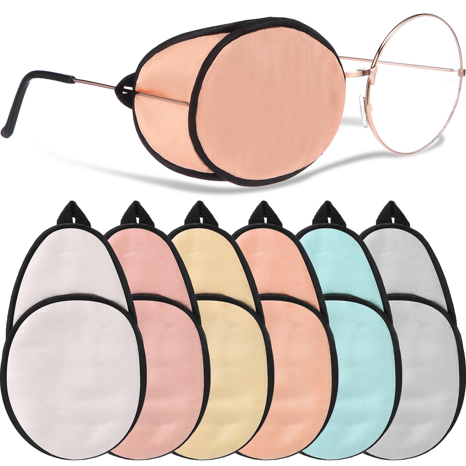 Nuanchu 6 Pcs Silk Eye Patches for Adults Kids Men Women Lazy Eye Amblyopia Soft Glasses Patches for Left or Right Eyes Cover(Novel Color)